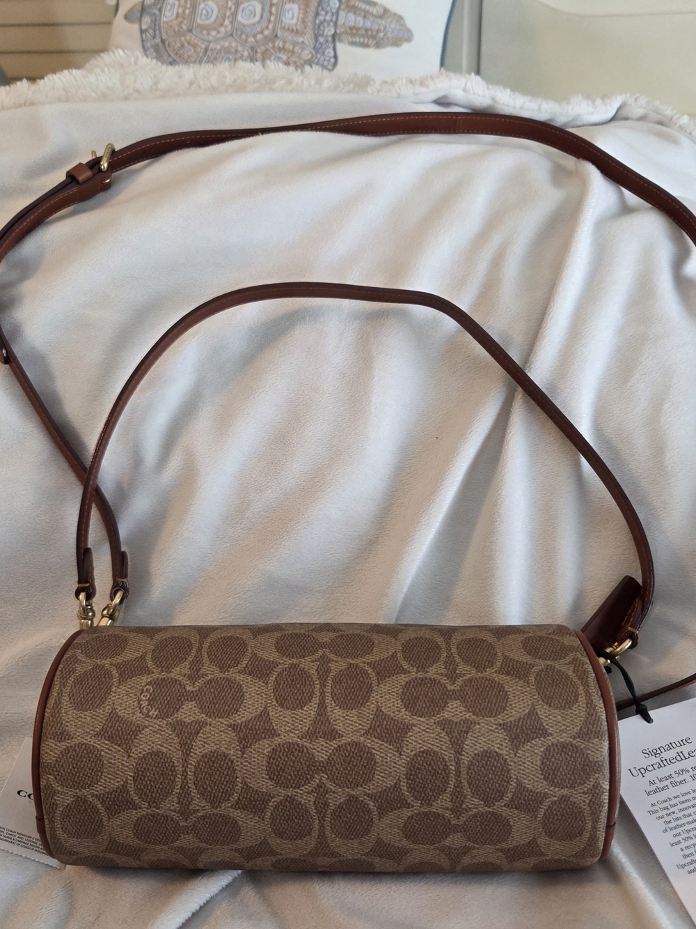 Coach Brown Signature Canvas Cylinder Crossbody